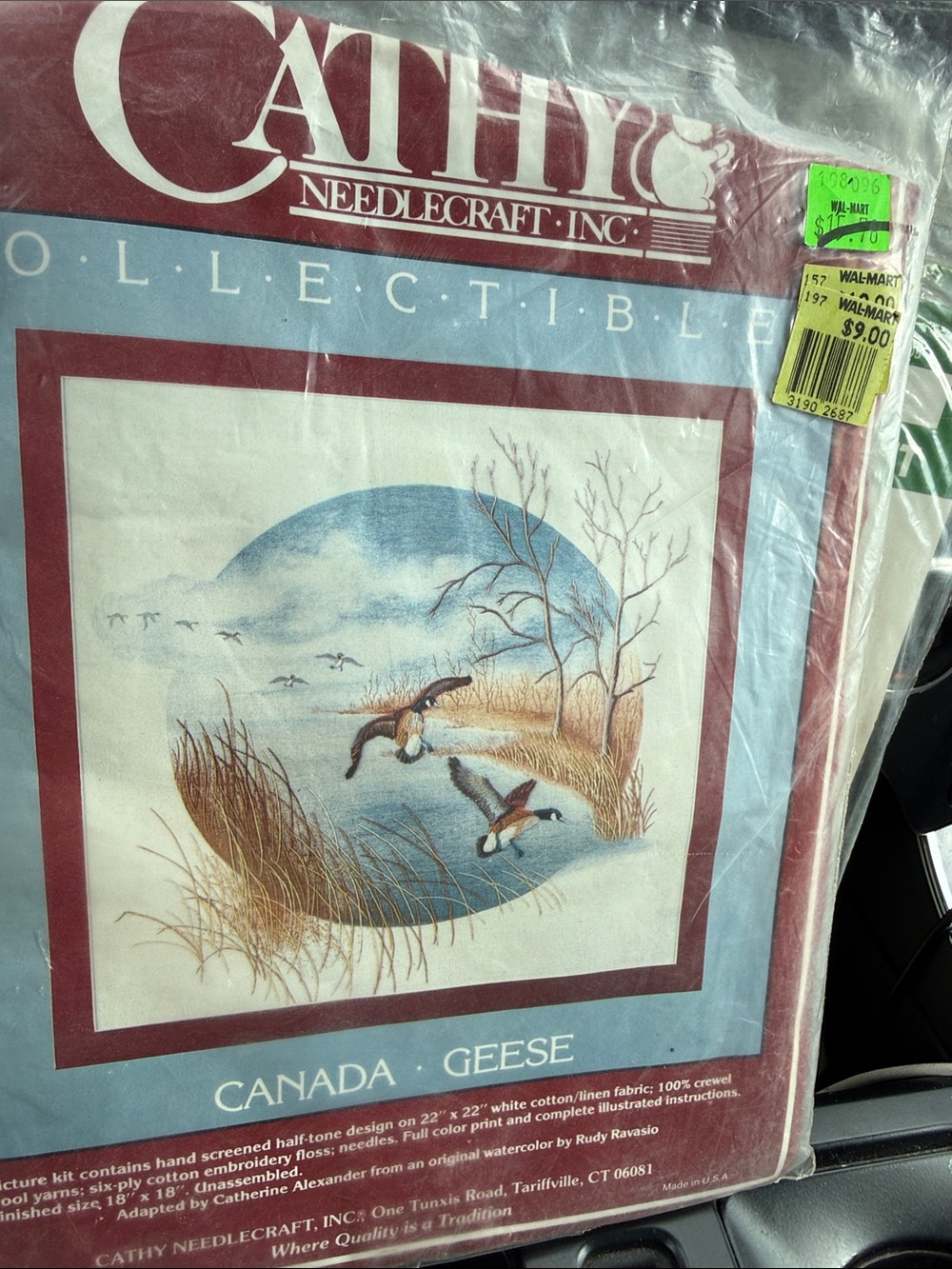 Cathy Needlecraft Canada Geese Embroidery Kit - Blue/Burgundy